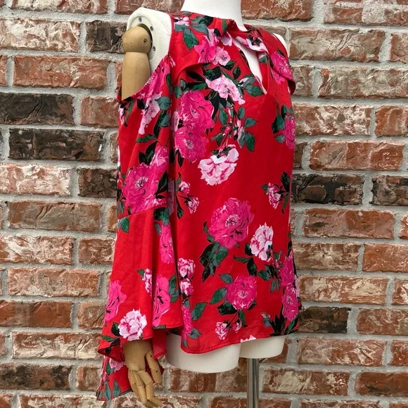 VTG Y2K Belle + Sky Red and White Bell Sleeve Blouse / S / Excellent condition - Picture 3 of 12